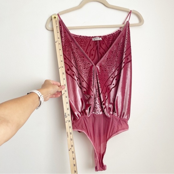 Free People Body Talk Velvet burnout Bodysuit fairy ethereal whimsigoth feminine - Picture 6 of 14